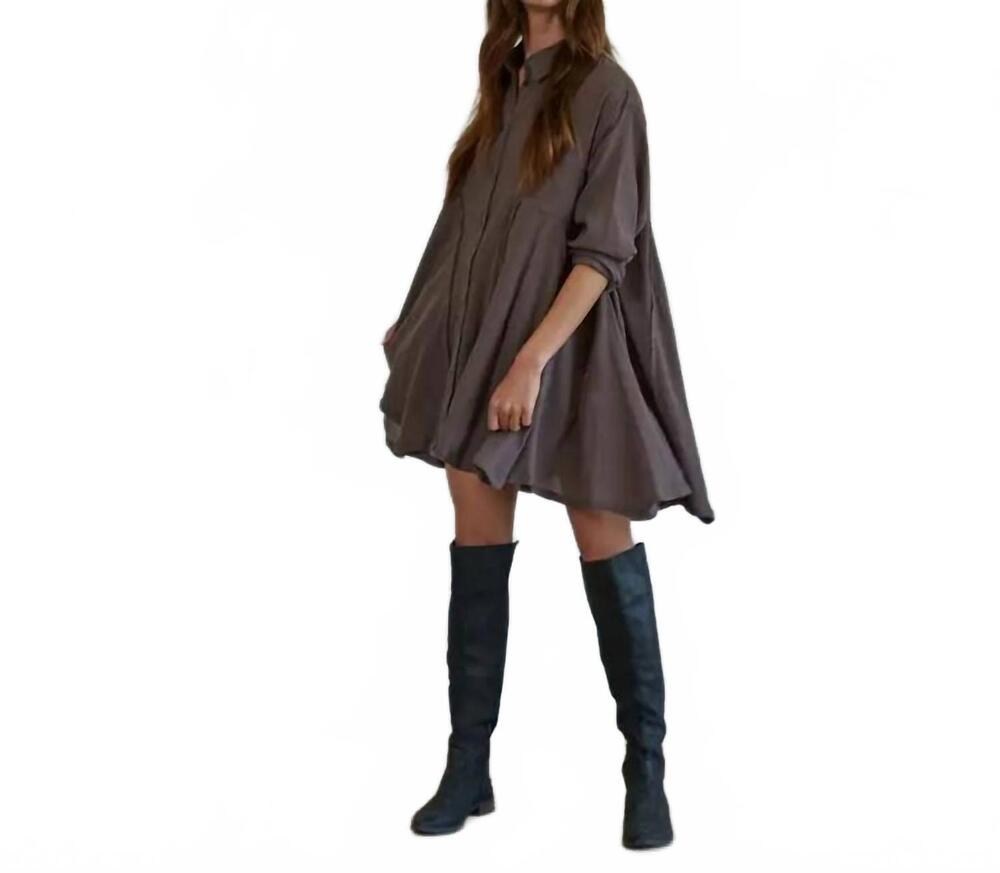 NEW BY TOGETHER woven cotton long sleeve collared button down tunic dress in cho